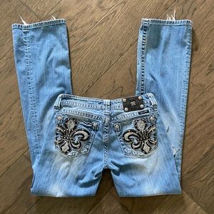 Miss Me Fleur De Lis Distressed Jeans JP6099B